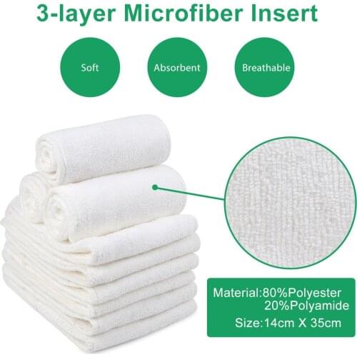 New Arrival 500pcs Washable reusable Baby Cloth Diapers Nappy inserts microfiber 3 layers Cloth Diaper Insert For Nappies