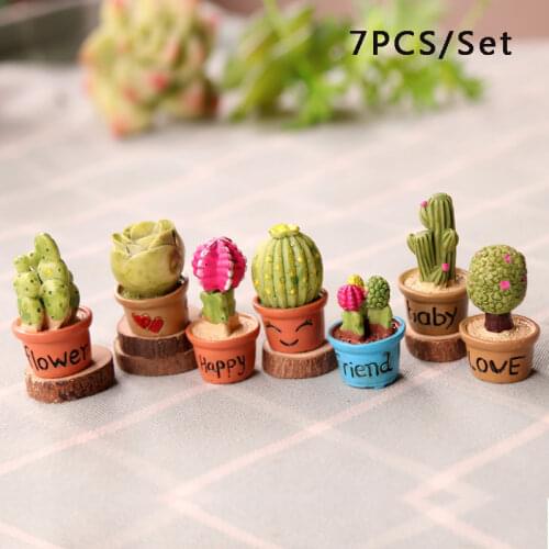 7pcs/set Lovely Cactus Desk Ornaments Farmhouse Style Decoration Personality Accessories Mini Desktop Model for Home Office New