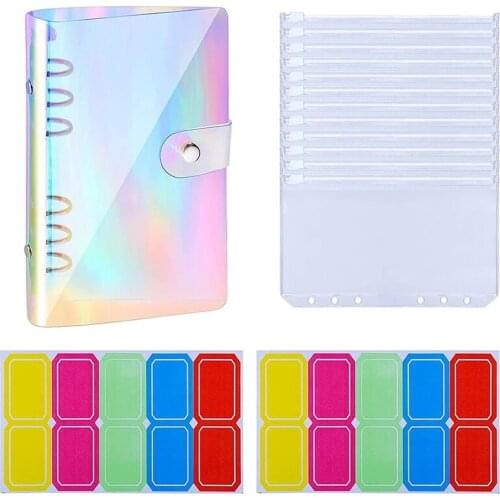 A6 Rainbow Soft PVC Notebook Cover, Planner Budget Binder Organizer, Colorful 6 Round Ring Protector