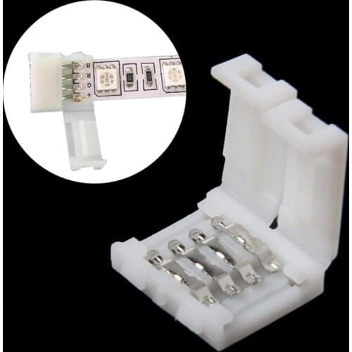 Solderless Clip-on Coupler Connector 4 Pin 10mm For 5050 RGB LED Strip Light