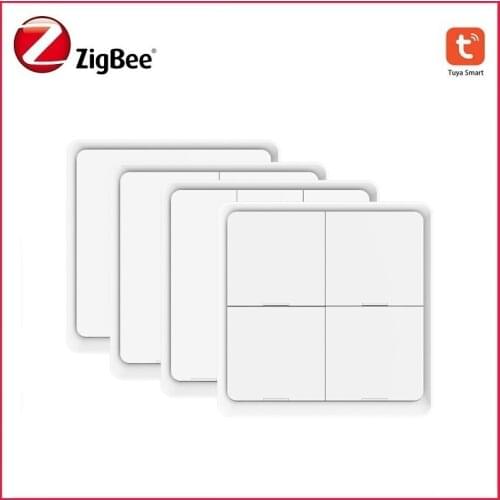 Tuya ZigBee Smart Switch Wireless 4 Gang 12 Scene Push Button Controller Free Sticker For Smart Life APP Home Automation