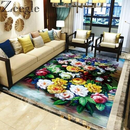 Large Floral Carpet for Living Room Bedroom Sofa Coffee Table Floor Mat Kids Room Bedside Carpet Home Decor Rugs Vintage Carpet
