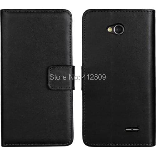 1PCS Hot Sales Black Color Genuine Leather SKin Protective Wallet Case For LG L70 D320 with Stand and Fastener Cellphone Bags