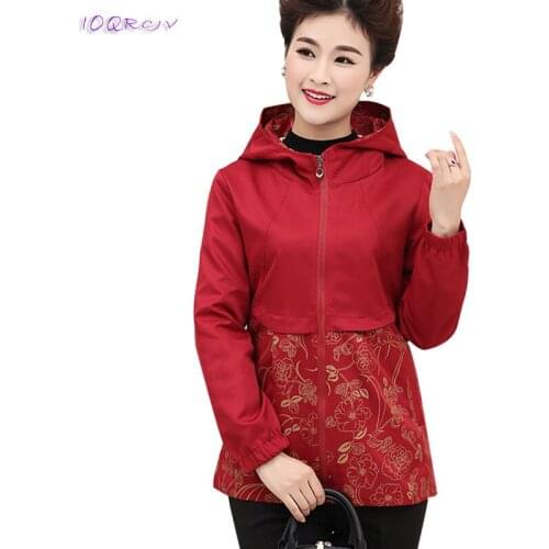 2018 autumn womens spring jackets plus size middle aged female coat women Hooded thin jacket women clothes elegant IOQRCJV T144