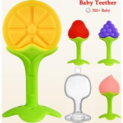 Baby Teether Toys Safety BPA Free Silicone Teether for Babies Newborn Dental Care Infant Cartoon Fruits Chew Teether Baby Care