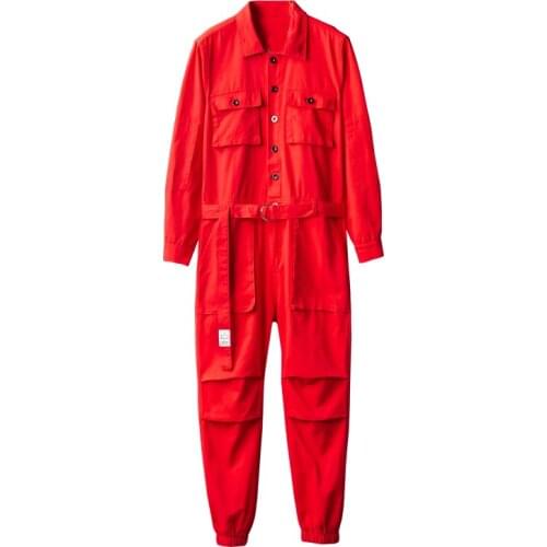 Spring and autumn denim trendy overalls blue suit men and women one-piece overalls overalls