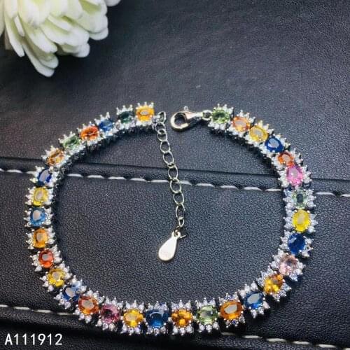 KJJEAXCMY fine jewelry natural Colored sapphire 925 sterling silver new women hand bracelet support test classic