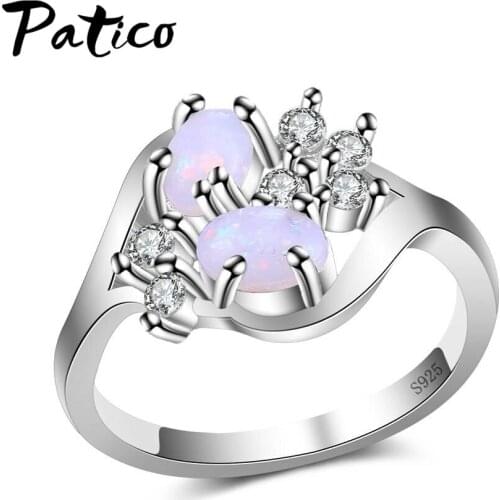 Fashion Music Notation Opal Rings For Women 925 Sterling Silver Wedding Gift Oval White Crystal Jewelry Wholesale