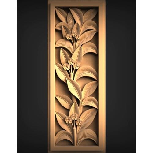 Plant leaf panel 3D model relief STL model for CNC Router carving engraving - home decor