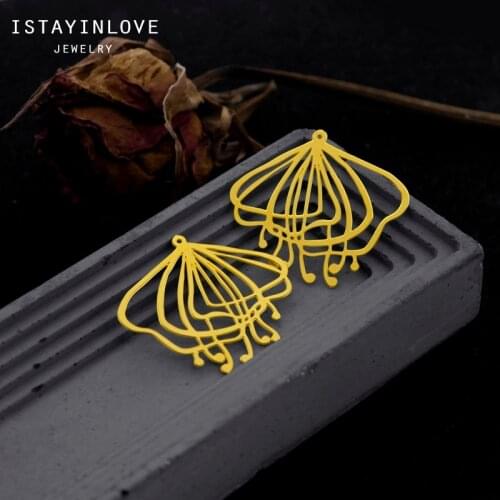 Handmade Jewelry Making Supplies Pendant Laser Cut Metal Bloom Flower Raw Brass Charm Findings For DIY Necklace Earring RD556 2
