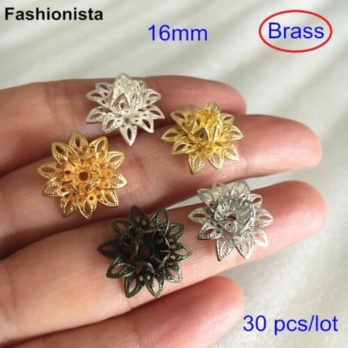 30 pcs 16mm Filigree Small Metal Flower,Delicate Copper Lotus,Gold-color,Silver-color,Steel,Bronze,Handmade Craft Accessories
