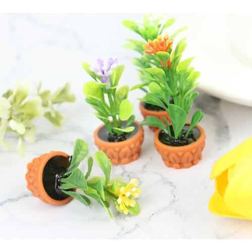 Mini Tree Potted For Green Plant In Pot Doll House Furniture Home Decor Simulation Potted Plants 1:12 Dollhouse Miniature