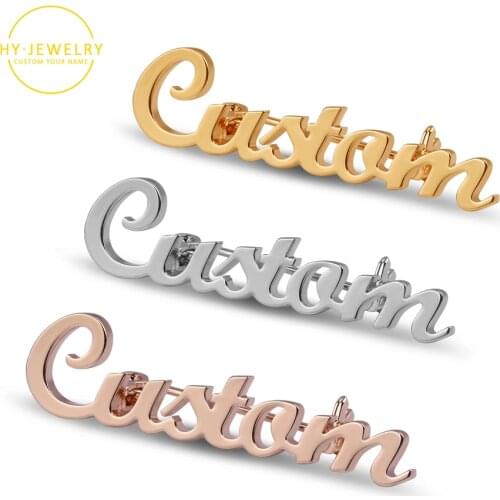 Personalized Custom Name Brooch Pin Jewelry Initial Letter Lapel Pins Stainless Steel Name Handmade Brooches For Women Men Gifts