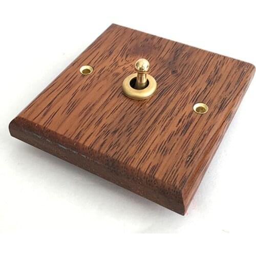 Home Improvement 1-3 Gang 2 Way 86 Type Solid Wood Panel Wall Light Retro Brass Toggle Switch Wood Grain Switch