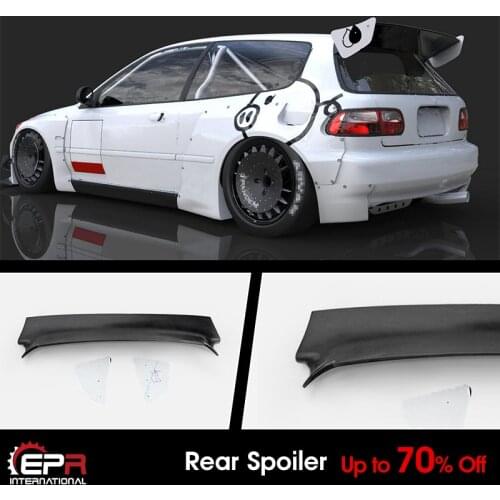 For Honda EG Civic Hatch Back RB Style FRP Unpainted Wide Body Rear Spoiler Roof Wing Exterior Body kits