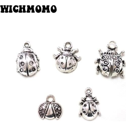 New Fashion 10 Pieces Retro Zinc Alloy 5 Styles Small Insects Charms Pendants Diy Jewelry Becklace Bracelet Accessories