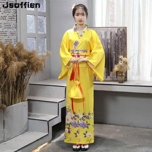 New Arrive Japanese Traditional Kimono Cosplay Costume Lady Anient Yakata Stage Dance Wear Iriental Japan Vintage Bathrobe Dress