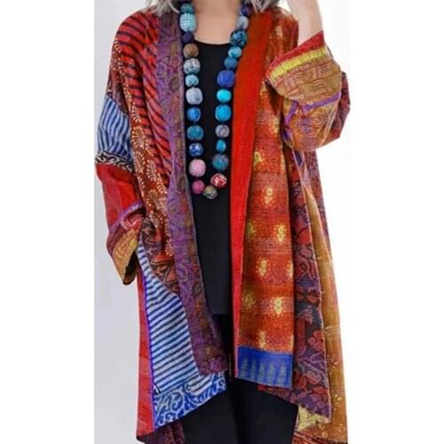 Autumn Ethnic Printed Coat Cardigans Womens Pocket Loose Long Sleeve Jacket Female 2020 Fashion Ladies Top Plus Size 5XL Outwear