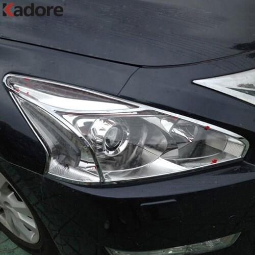 For Nissan Teana L33 Altima 2013 2014 2015 ABS Chrome Front Headlight Lamp Cover Trim Head Light Frame Trims Car Styling 2pcs