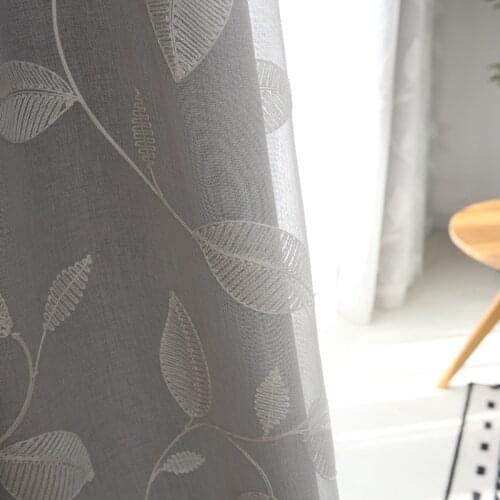 Simple Style Modern Exquisite Small Leaf Embroidered Curtain for Bedroom Study Embroidered Curtain