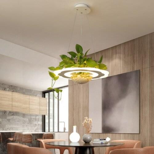 Nordic plant dining bar chandelier modern dining room balcony glass lamp acrylic shop equipped with LED decorative lamp