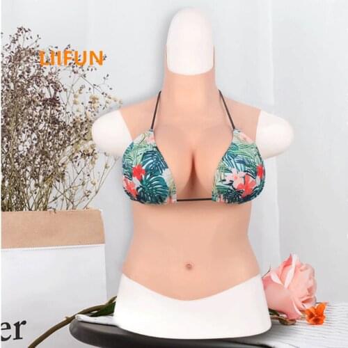 Liifun Silicone Half-Body Breast form High Collar with Skin-spot For Crossdressing Transgender Cosplay