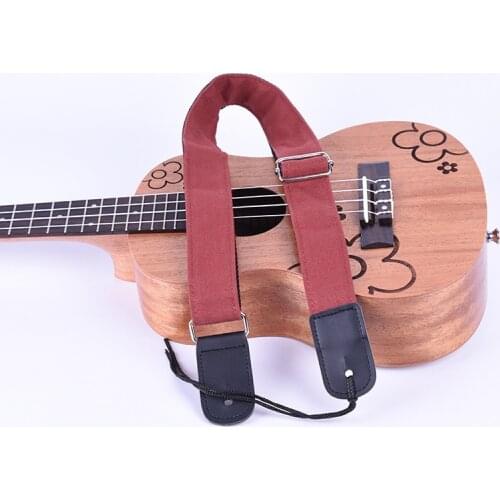 Solid color canvas leather ukulele strap small guitar instrument ukulele strap uklele belt ukulele accessories parts