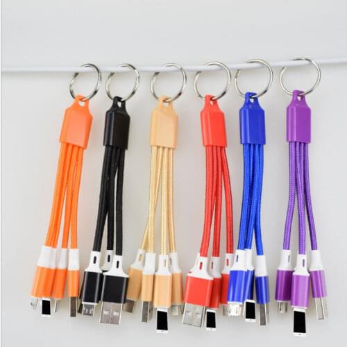 Keychain charging cable for huawei honor30 p30 tpye c usb short charge cable for samusung s9 s20 micro usb line for oppo vivo