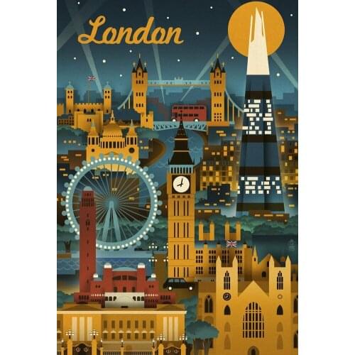 VINTAGE Travel London - England by Lantern Press Art Film Print Silk Poster Home Wall Decor 24x36inch