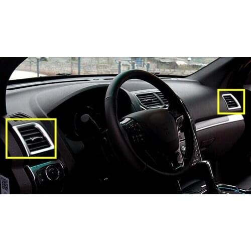 For Ford Explorer 2016 ABS Chrome Inner Side Air Conditioning Vent Outlet Cover Trim 2pcs/set