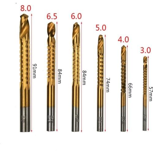 6Pcs/set Min Titanium Coated HSS High Speed Steel Drill Bit Set Tool Woodworking 3mm/4mm/5mm/6mm/6.5mm/8mm