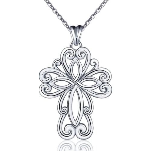 Eudora 100% 925 Sterling Silver Flower Pendant Good Lucky Irish Celtics Knot Necklace with box Sterling Sliver Jewelry CYD103