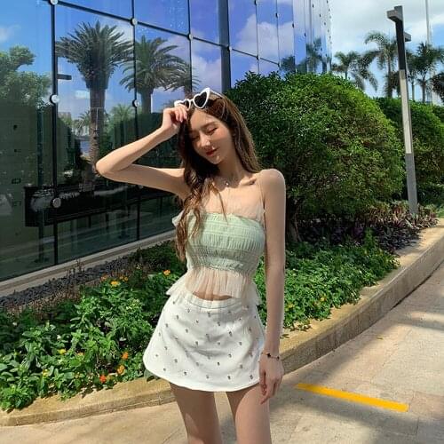 Wenfly Women Strapless Tops Summer Sexy Open Back Beach Off Shoulder Mesh Patchwork Ruched Sleeveless Fairy Short Tank