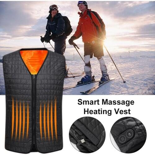 Electric Heating Vest Winter Cycling Vest USB Rechargeable Heating Vest Down Cotton Comfortable Massager Vest Riding Equipment