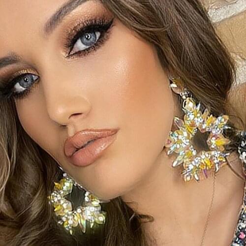 ZHINI Luxury Rhinestone Big Star Dangle Earrings for Women 2021 Fashion Jewelry Colorful Crystal Earring Statement Jewelry Gift