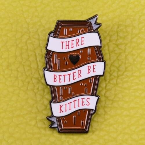 Love kitties Cat Pet Gift Coffin Spooky Lapel Pin Badge