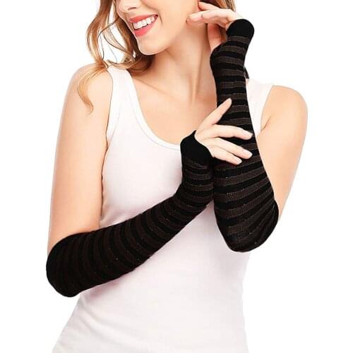 1 Pair Striped Arm Warmer Soft Punk Gothic Elbow Gloves Long Sleeve Fingerless Classic Wristband Arm Cover Mittens Accessories