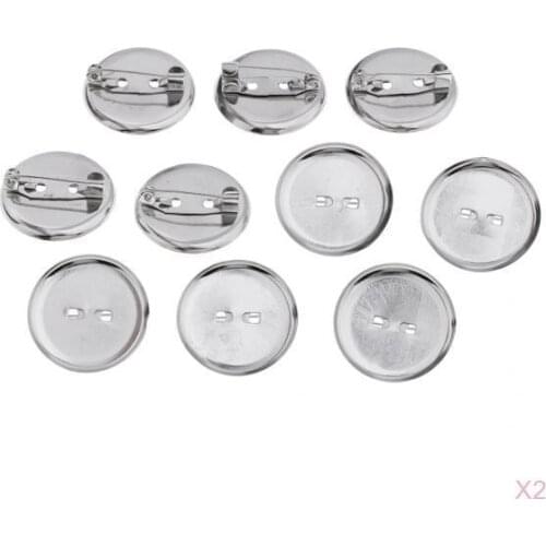 23MM Brooch Base Pins Pin-Back Button Parts 20 Pieces Silver Tone 20 Pieces