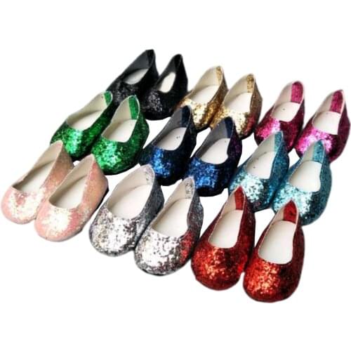 7cm Doll shoes for born baby Doll single Shoes fits For 18 inch girl Doll sequin shoes Doll Accessories