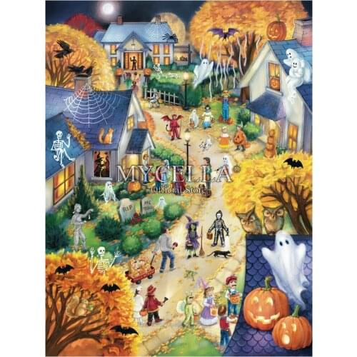 Halloween Town 5d Diy Diamond Painting Cartoon Diamond Embroidery Handmade Full square Diamond Mosaic Home Decor Christmas Gifts