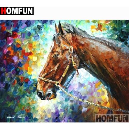 HOMFUN Full Square/Round Drill 5D DIY Diamond Painting "Oil painting horse" Embroidery Cross Stitch 5D Home Decor A15797