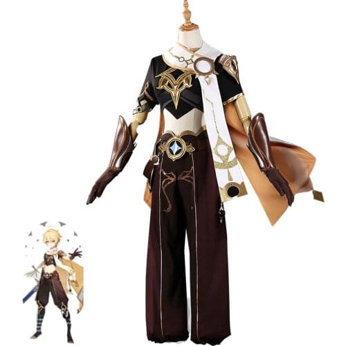 Anime! Genshin Impact Traveler Aether Cosplay Costume Game Suit Cool Gothic Uniforms Halloween Party Outfit Custom Made