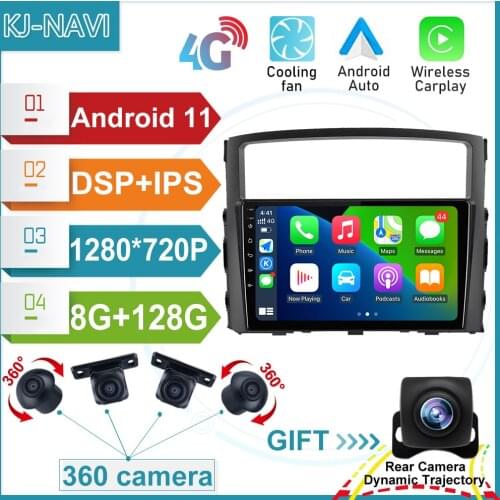 6G 128G DSP IPS Android 11.0 Auto Radio For Mitsubishi Pajero V97 2006-2014 Car Player Multimedia Navi GPS Stereo Navigation BT