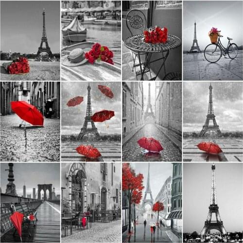 AZQSD Picture By Number Tower Landscape Acrylic Unique Gift Painting By Numbers Canvas For Adults Children Room Decor