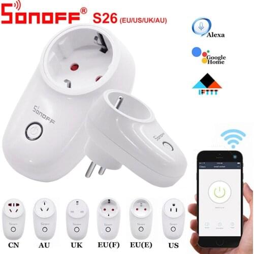Sonoff S26 WiFi Smart Socket US/UK/EU Wireless Plug Power Sockets Smart Home Switch Work With Alexa Google Assistant IFTTT