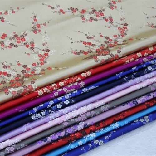 CF61 1 Yard Chinese Plum Blossom Silk Brocade Fabric Cheongsam Clothing Costumes DIY Fabric For Sewing Coushion Cover Fabric