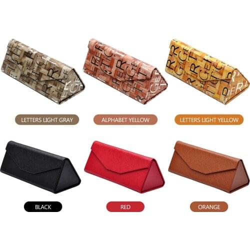 PU Leather Sunglasses Case Foldable Women Men Portable Reading Glasses Box Eyewear Triangle Container Protective Covers
