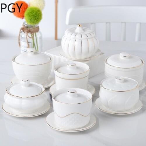 Home restaurants use ceramic stew cups in Phnom Penh hotel restaurants ceramic tableware bowls stew bowls nourishing soup cups
