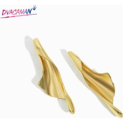 Dvacaman Irregular Copper Maxi Drop Earrings for Women 2020 Fashion Personality Long Geometric Dangle Earrings Minimalist Gift