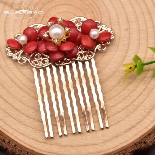 Glseevo Handmade Natural Coral Hairpin Woman Girl Birthday Party Wedding Headdress Pearl Hairpin Air Express Jewelry Gh0048